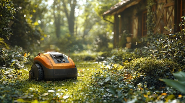 Free Photo view of a robot taking care of a garden