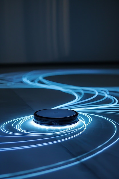 Free photo view of robotic vacuum cleaner on flat surface