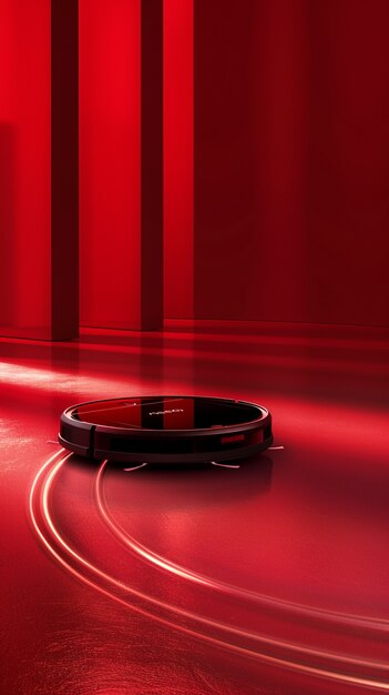 View of robotic vacuum cleaner on flat surface