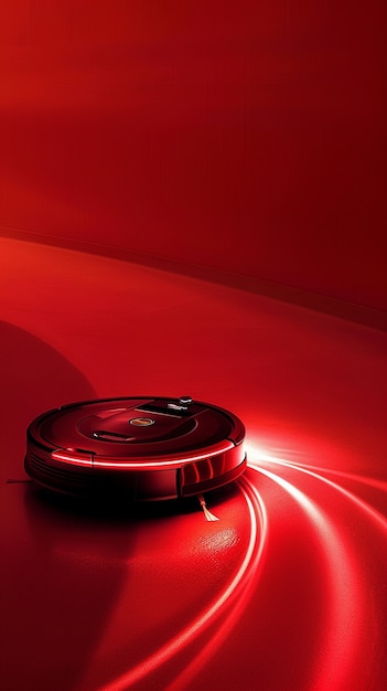 View of robotic vacuum cleaner on flat surface