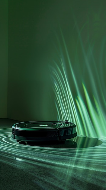 Free photo view of robotic vacuum cleaner on flat surface