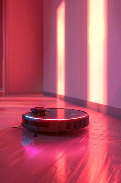 View of robotic vacuum cleaner on flat surface