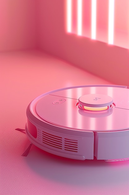 View of robotic vacuum cleaner on flat surface