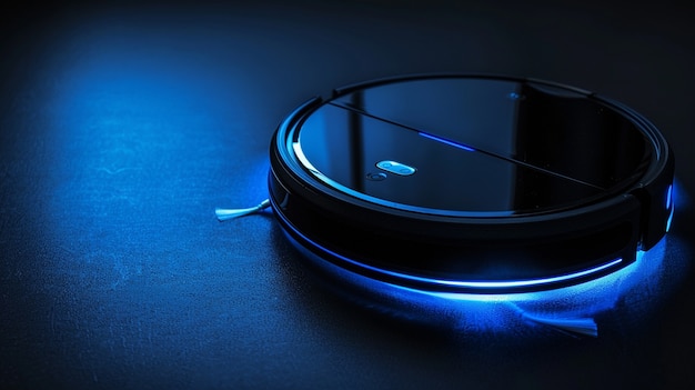 Free photo view of robotic vacuum cleaner on flat surface