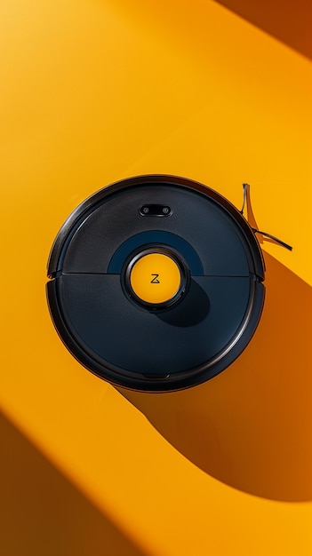 View of robotic vacuum cleaner on flat surface