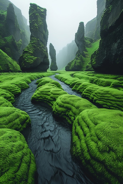 View of rock formations with nature landscape