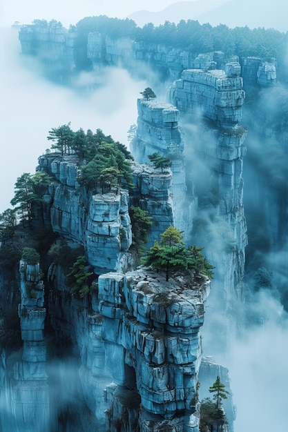 View of rock formations with nature landscape