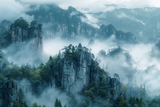 View of rock formations with nature landscape