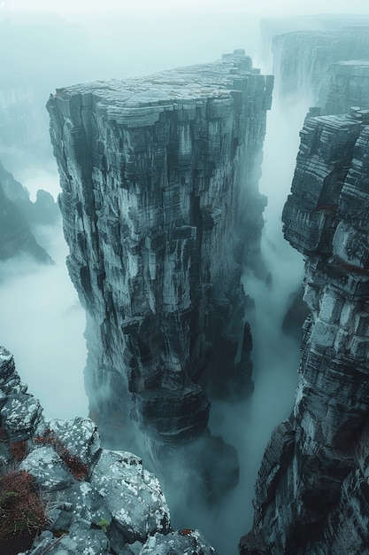 View of rock formations with nature landscape