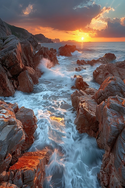 View of rock formations with nature landscape