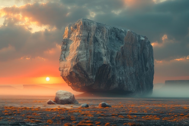 View of rock formations with nature landscape