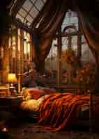 Free photo view of romantic castle bedroom