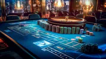 Free photo view of roulette game at a casino