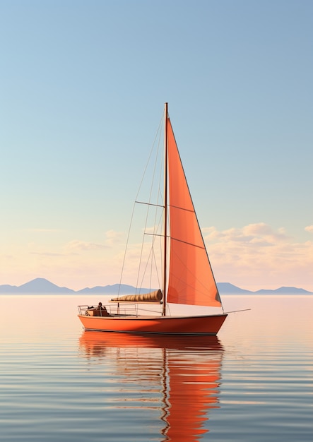 View of sail boat on water