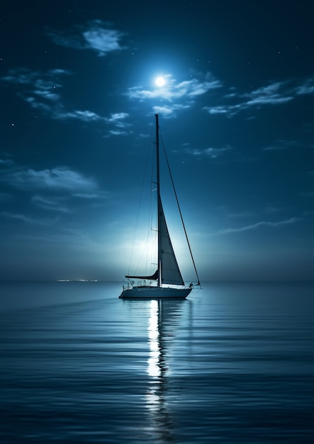 Free Photo view of sail boat on water