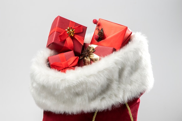 Free Photo view of santa claus bag with presents