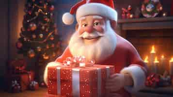 Free photo view of santa claus holding present