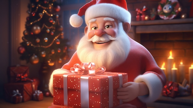 View of santa claus holding present