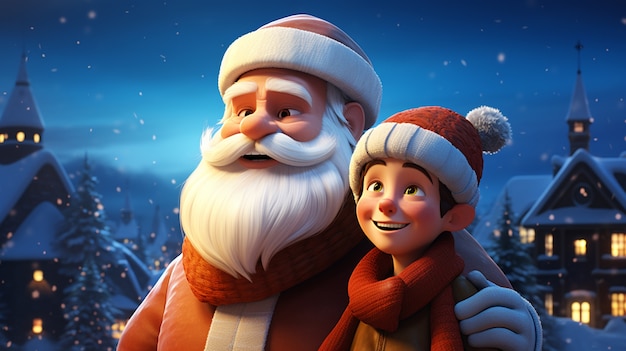 Free photo view of santa claus with young boy