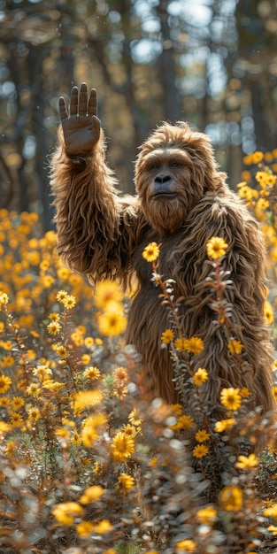 Free Photo view of sasquatch creature in nature outdoors