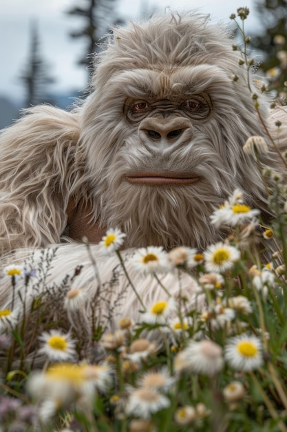 View of sasquatch creature in nature outdoors