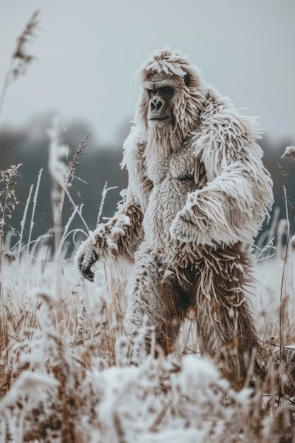 View of sasquatch creature in nature outdoors