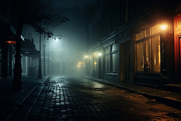 View of scary dark street at night