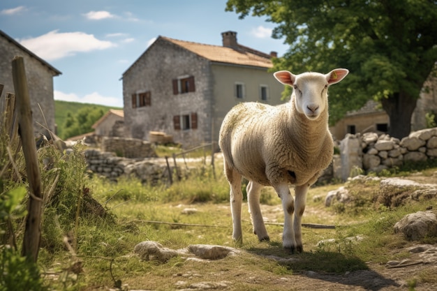 View of sheep outdoors in nature