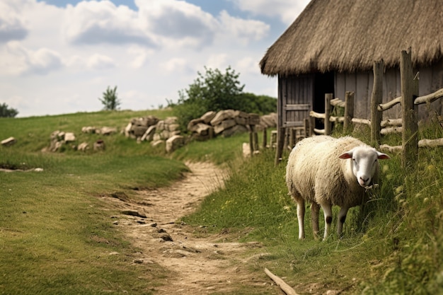 View of sheep outdoors in nature