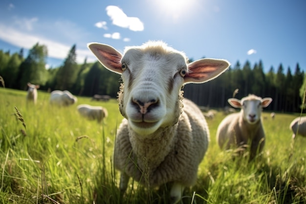 Free photo view of sheep outdoors in nature