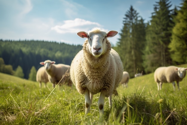 View of sheep outdoors in nature