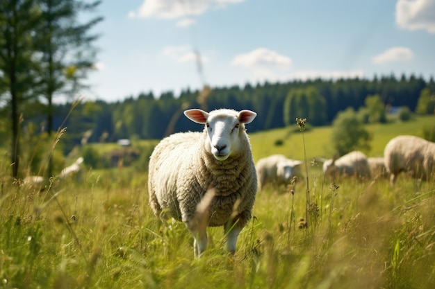 View of sheep outdoors in nature