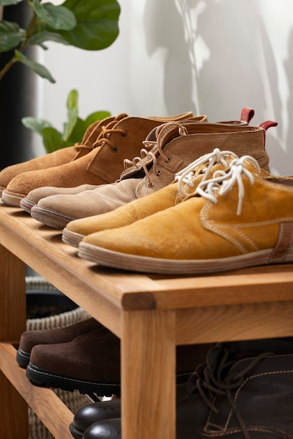 Free Photo view of shoe rack for stacking pair of footwear