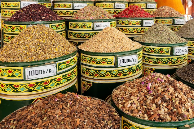 Free Photo view of sices barrels in a shop in marrakech