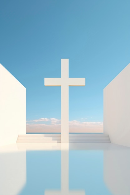 View of simple 3d religious cross