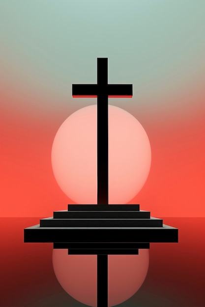 View of simple 3d religious cross