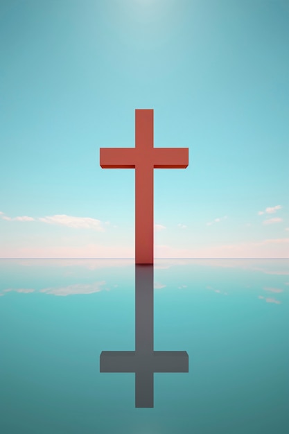 View of simple 3d religious cross