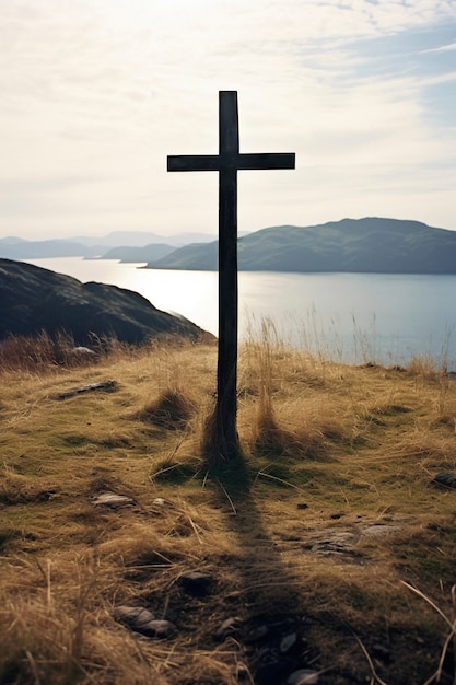 View of simple 3d religious cross