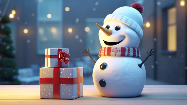 Free photo view of snowman for christmas celebrations