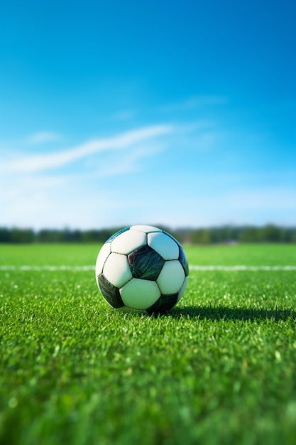 Free photo view of soccer ball on the field grass