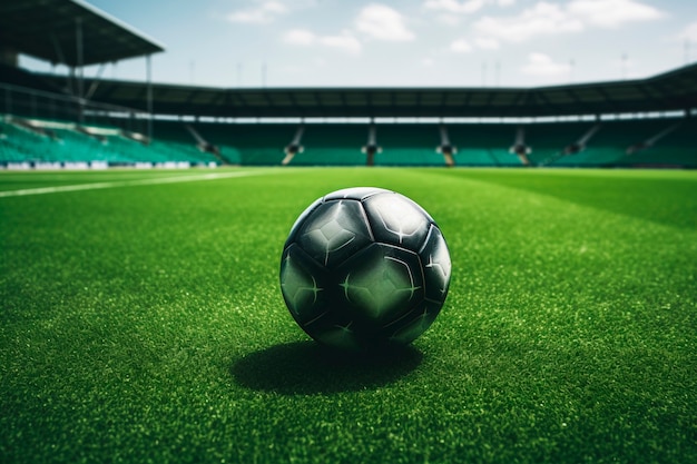 Free photo view of soccer ball on the field grass