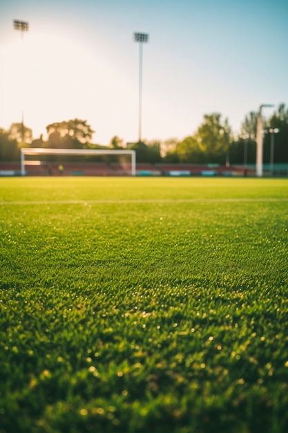 View of soccer field with grass