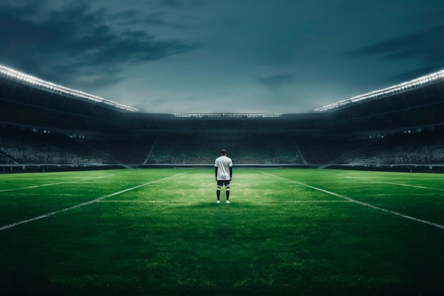 View of soccer player on field with grass