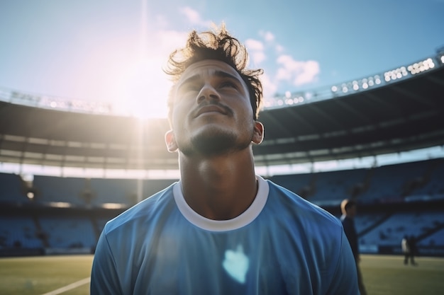 Free Photo view of soccer player on the field