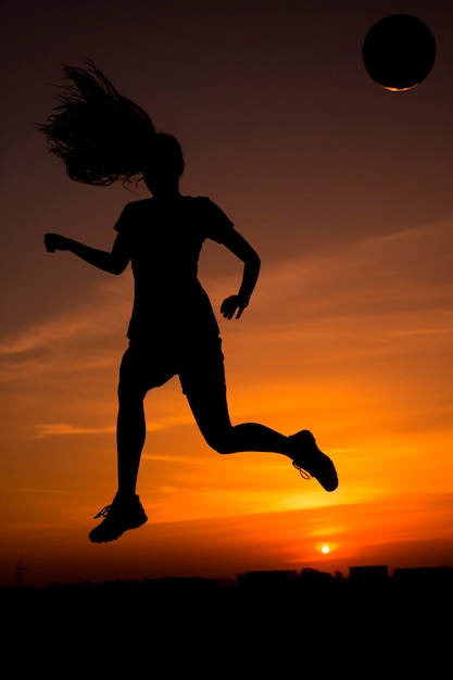 Free Photo view of soccer player silhouette during match