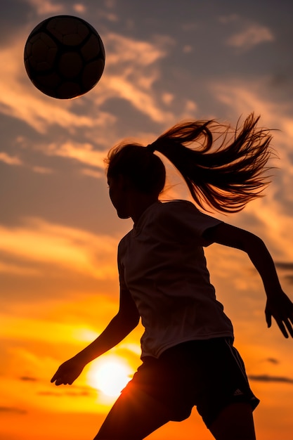 Free Photo view of soccer player silhouette during match