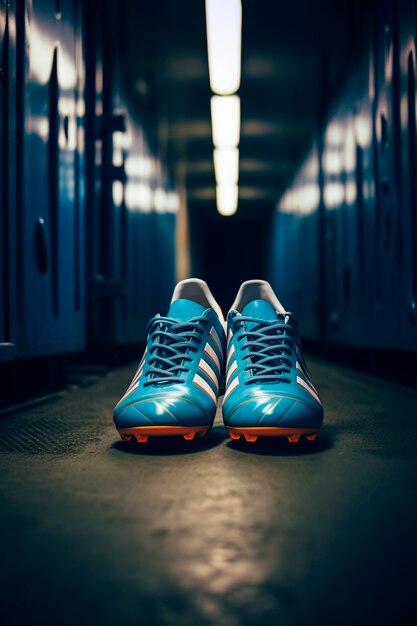 View of soccer shoes