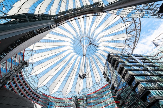 View of the Sony Center interior in Berlin Germany