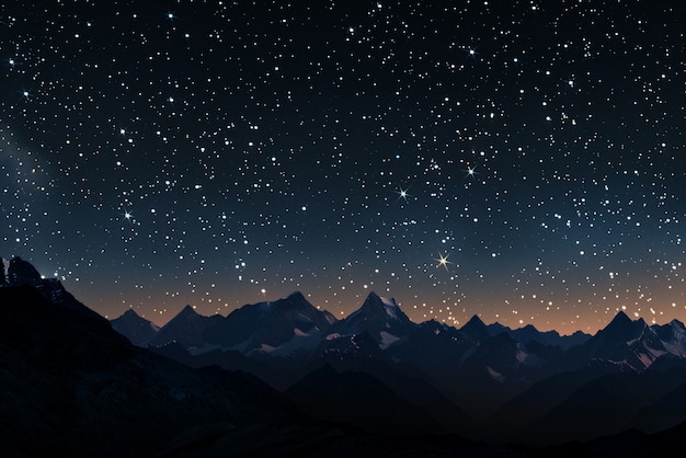 Free Photo view of starry night sky with nature and mountains landscape