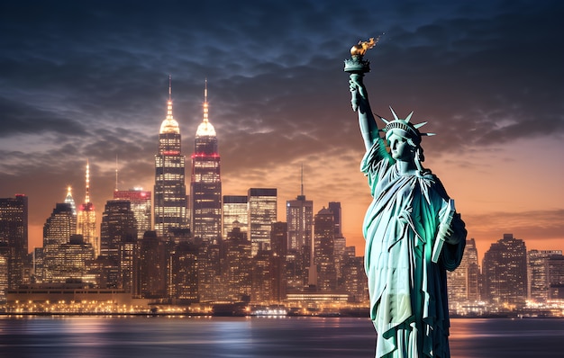 View of statue of liberty in new york city